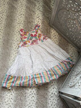 Peek summer dress girls size 8 rainbow butterfly sparkly stripes garden party